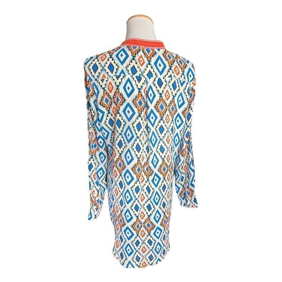 Womens Buckle Roar Fevered Cold Shoulder Diamond Print Henley Tunic Top - Sz XL - Picture 7 of 8